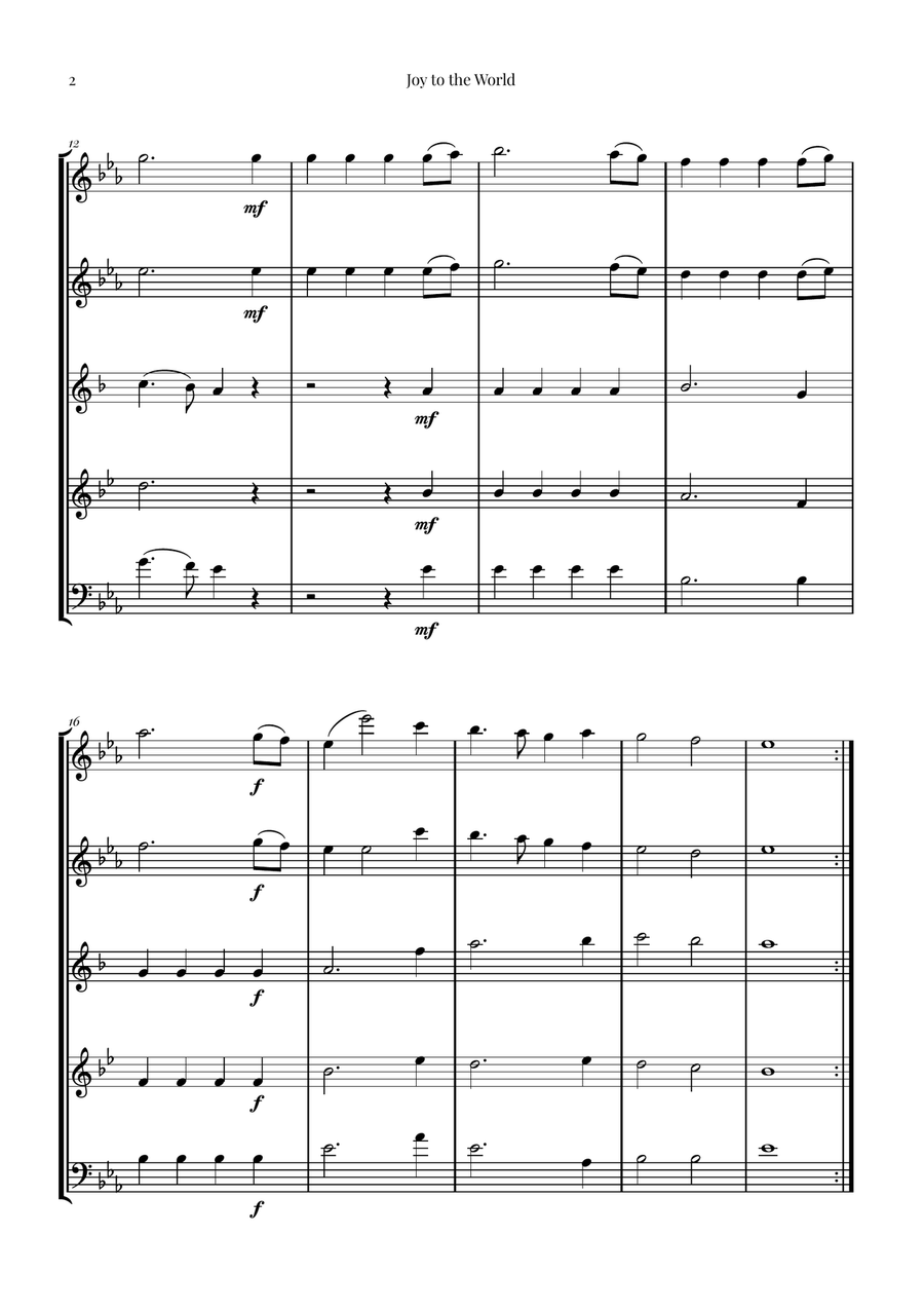 Joy to the World | STUNNING Arrangement Woodwind Quintet scores gallery preview page 2