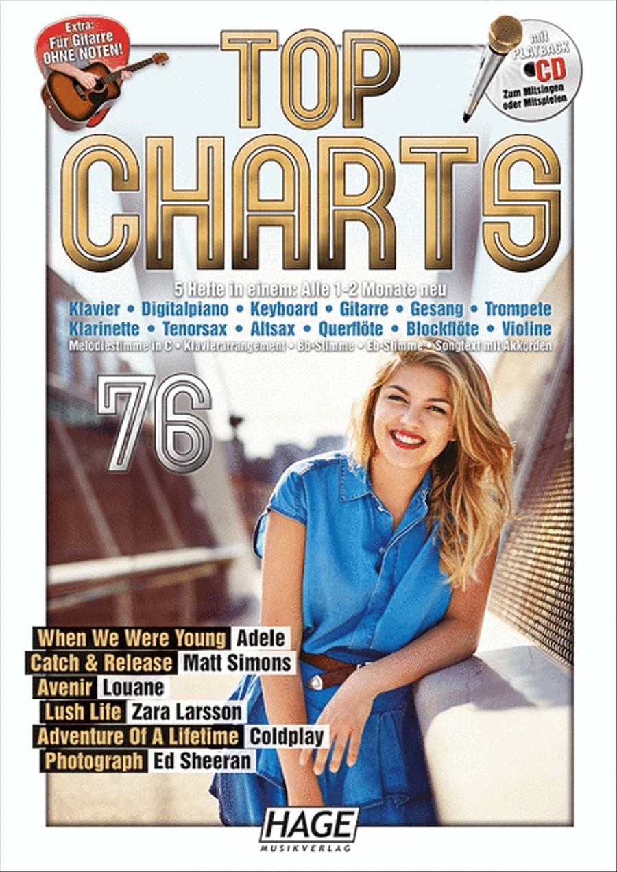 Top Charts 76 Piano, Vocal, Guitar scores gallery preview page 1