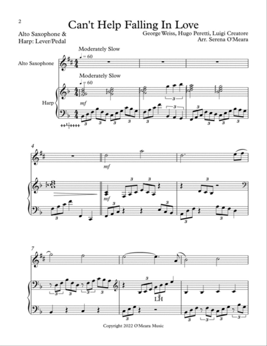 Can't Help Falling In Love Alto Saxophone scores gallery preview page 2