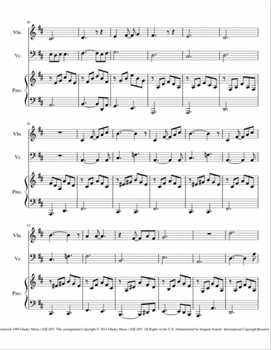 Can't Help Falling In Love Piano Trio scores gallery preview page 3