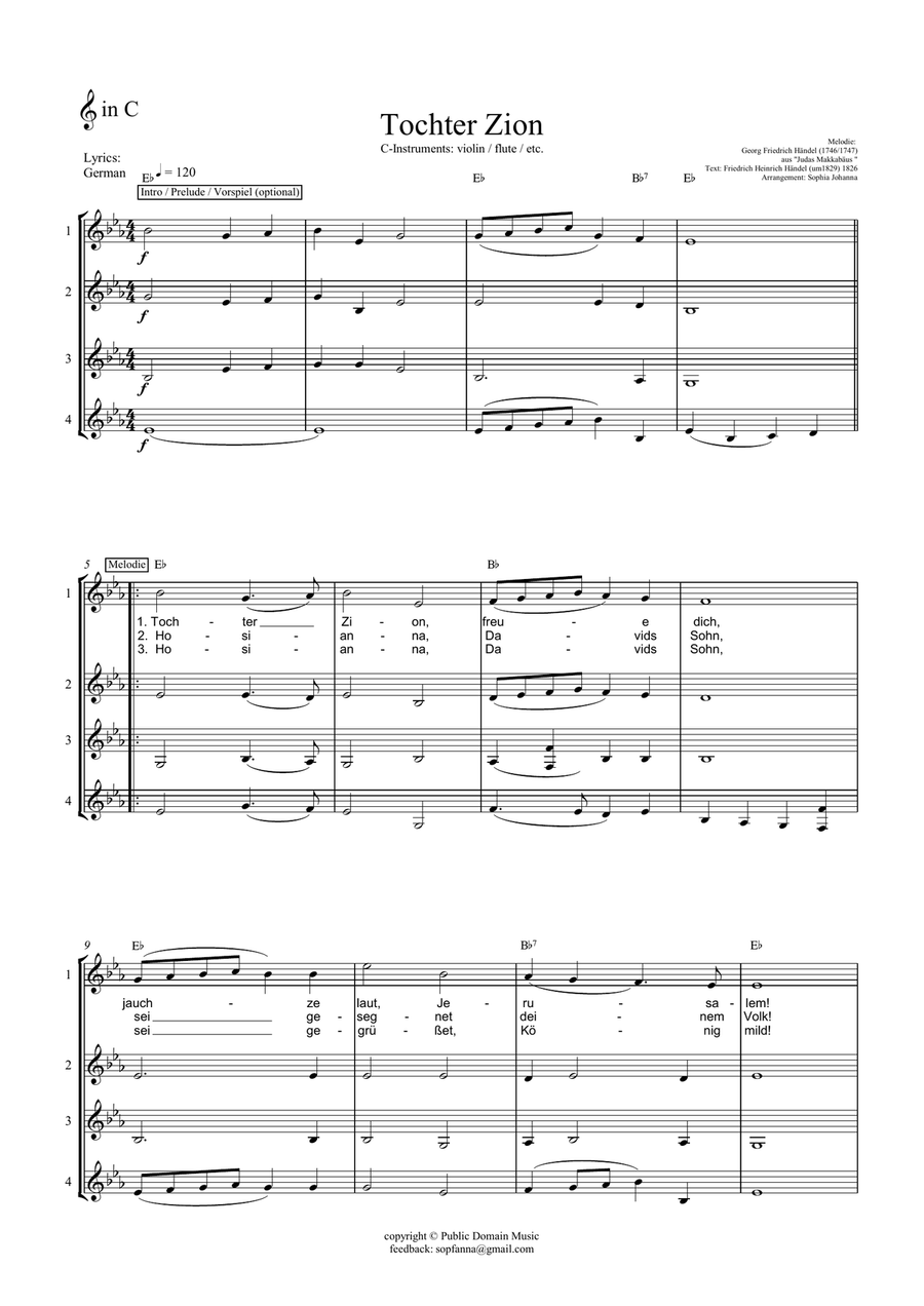Tochter Zion - Daughter Zion, rejoice - for various instruments Piano, Vocal scores gallery preview page 4
