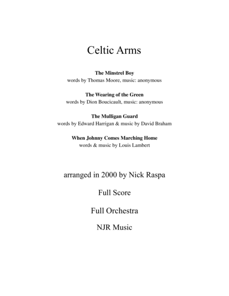 Celtic Arms (full orchestra) Complete Set by Nick Raspa Full Orchestra - Digital Sheet Music