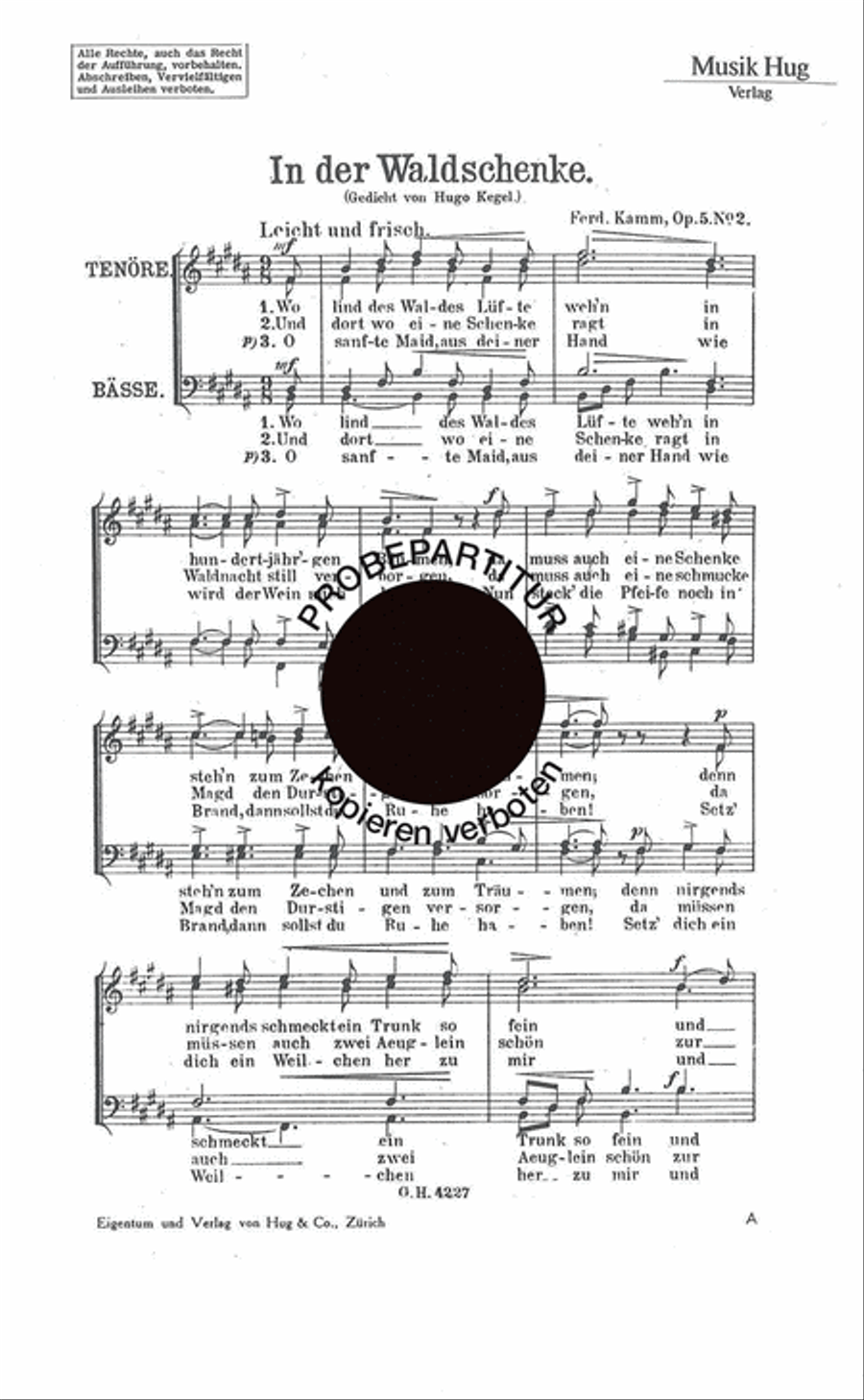 In der Waldschenke Men's Choir scores gallery preview page 1
