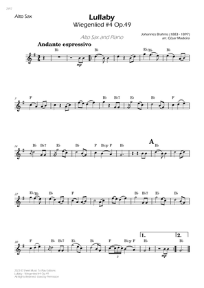 Brahms' Lullaby - Alto Sax Solo - W/Chords