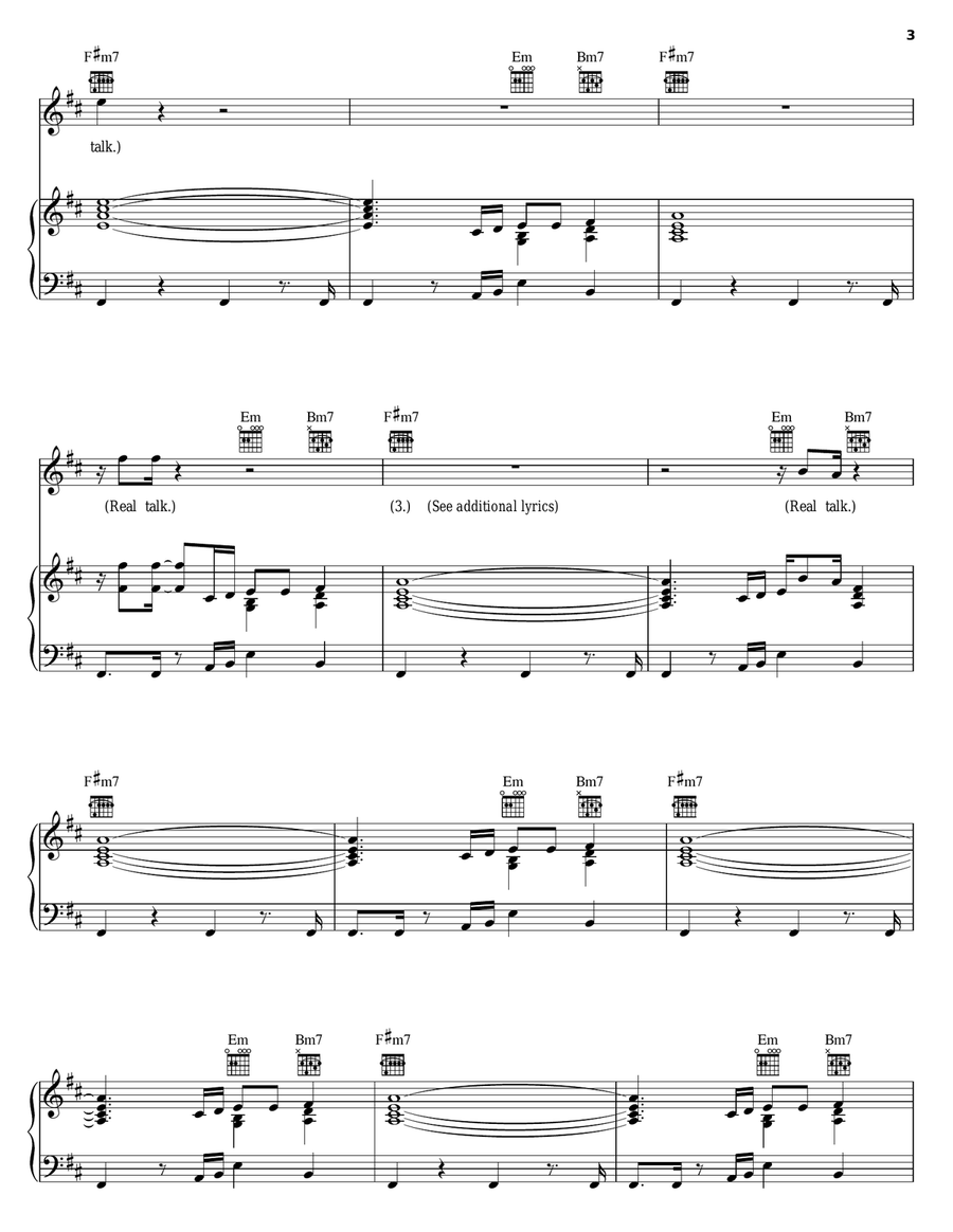 Real Talk Real Talk Piano, Vocal, Guitar scores gallery preview page 3