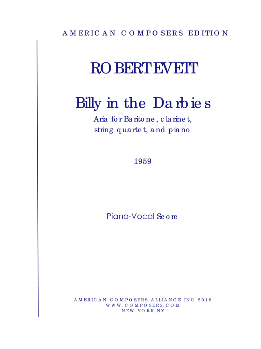 [Evett] Billy in the Darbies (Piano Reduction) Voice Solo scores gallery preview page 1