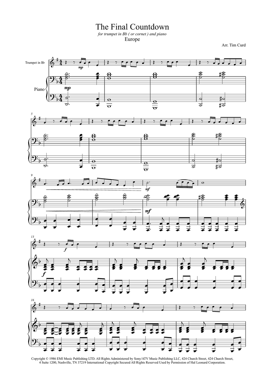 Final Countdown Trumpet Solo scores gallery preview page 2