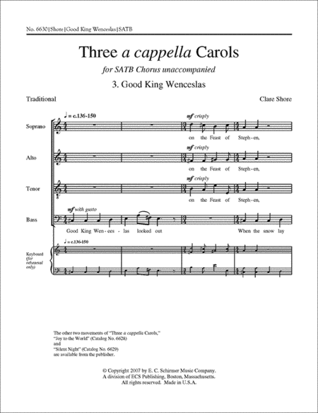 Three a cappella Carols: 3. Good King Wenceslas image number null