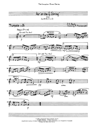 Air On The G String - Bb Trumpet 1 (Brass Quintet)