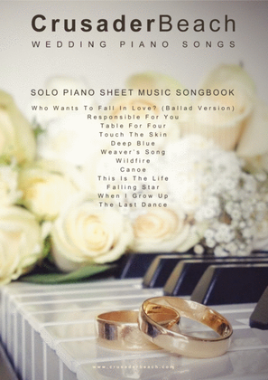 Book cover for Wedding Piano Songs - CrusaderBeach - Beautiful Piano Wedding Music
