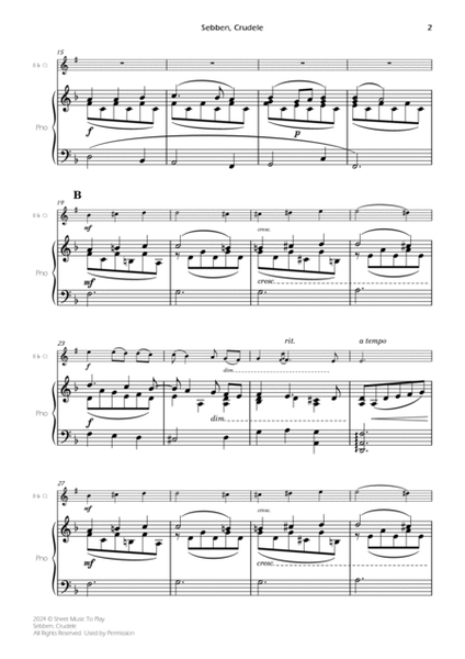 Sebben, Crudele - Bb Clarinet and Piano (Full Score) image number null