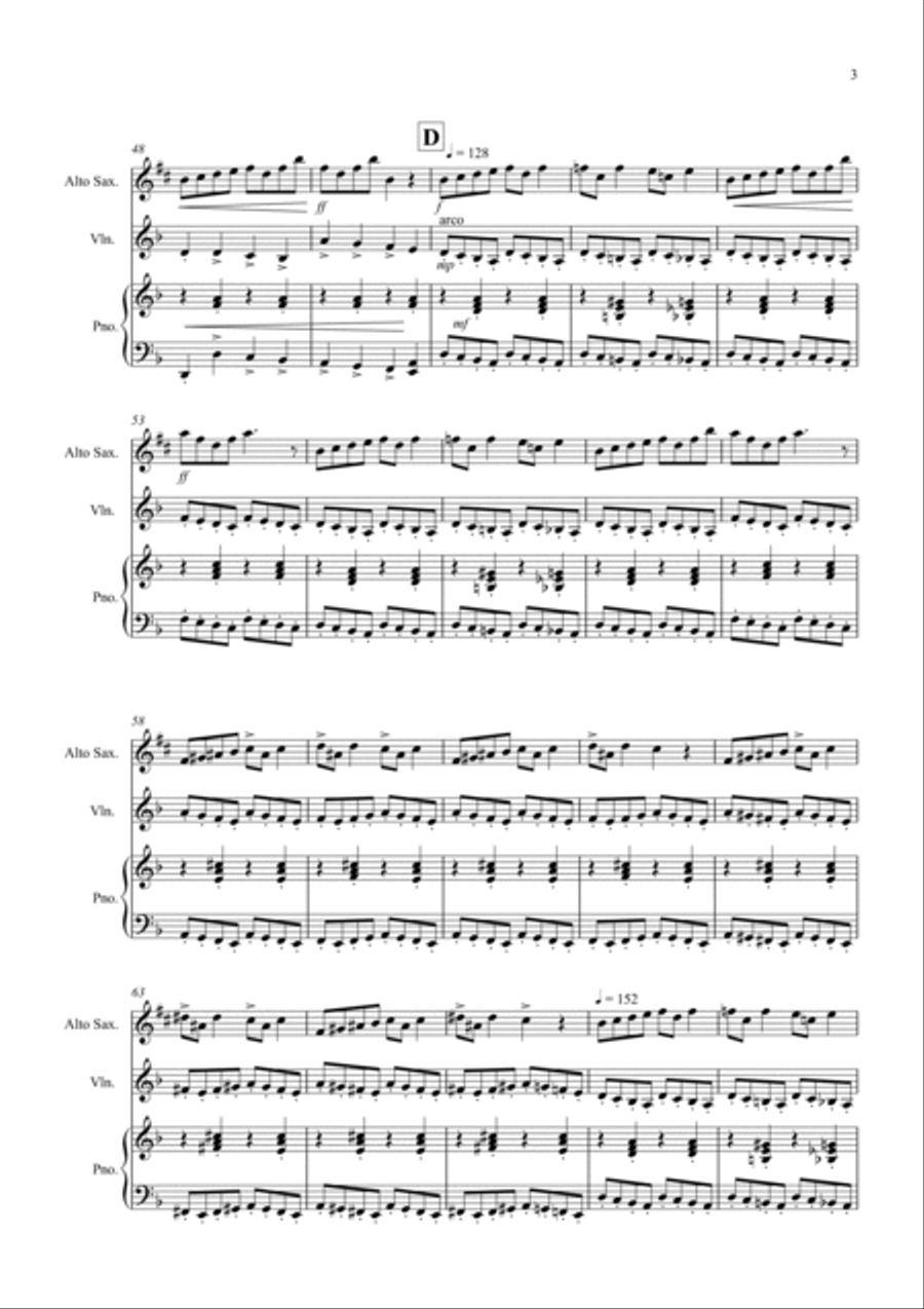 In the Hall of the Mountain King for Alto Saxophone and Violin Duet Alto Saxophone scores gallery preview page 3