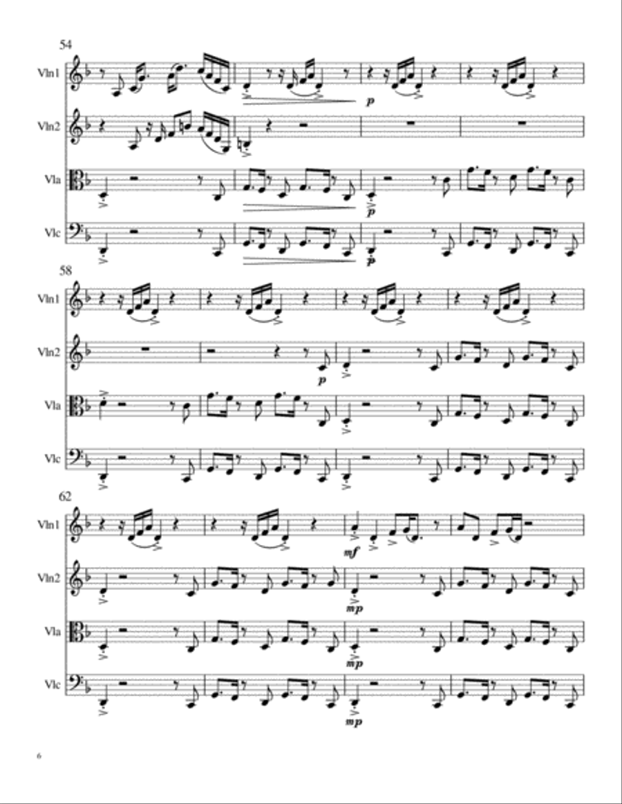 Uptown Funk String Quartet scores gallery preview page 6