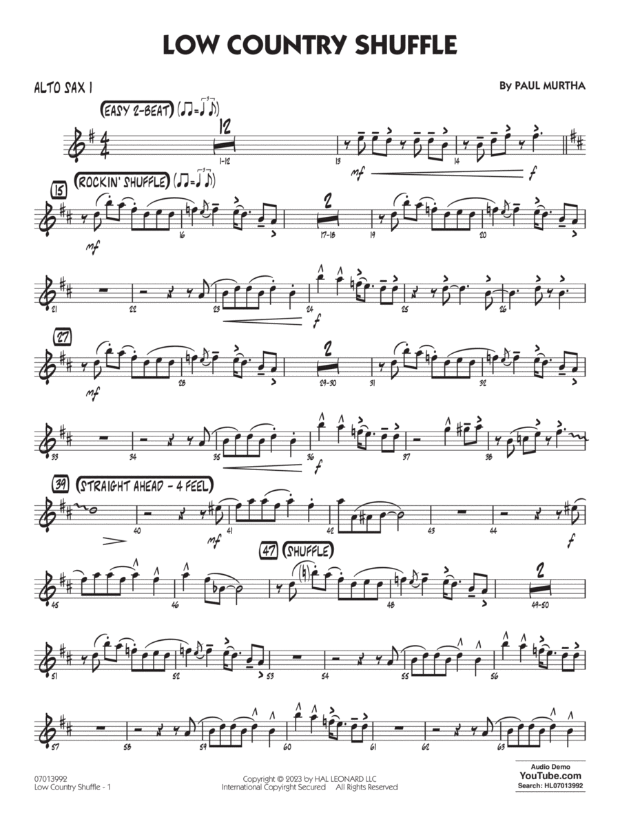 Low Country Shuffle - Alto Sax 1 Jazz Ensemble scores gallery preview page 1