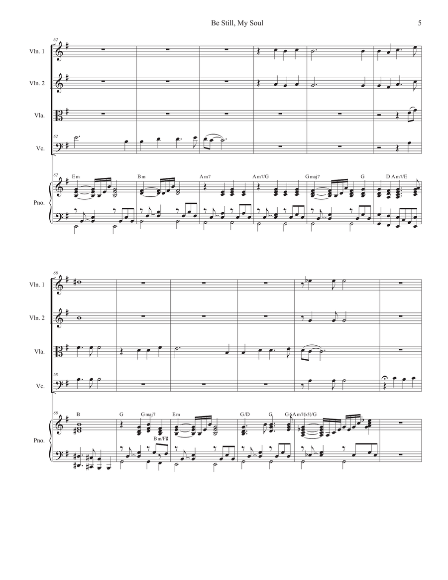 Be Still, My Soul (String Quartet and Piano) String Quartet scores gallery preview page 5