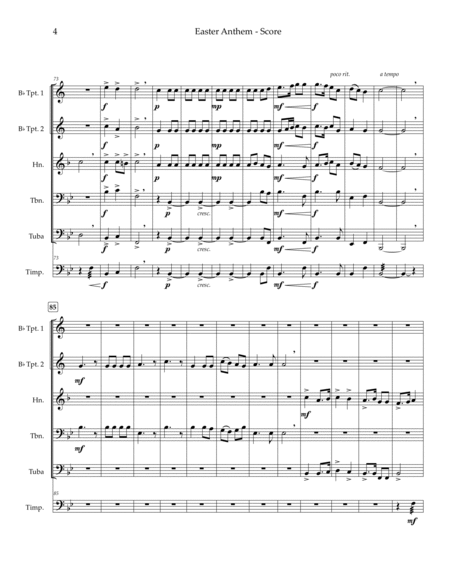 Easter Anthem (William Billings) — brass quintet, timpani image number null