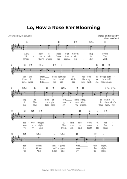 Lo, How a Rose E'er Blooming (Key of B Major) image number null