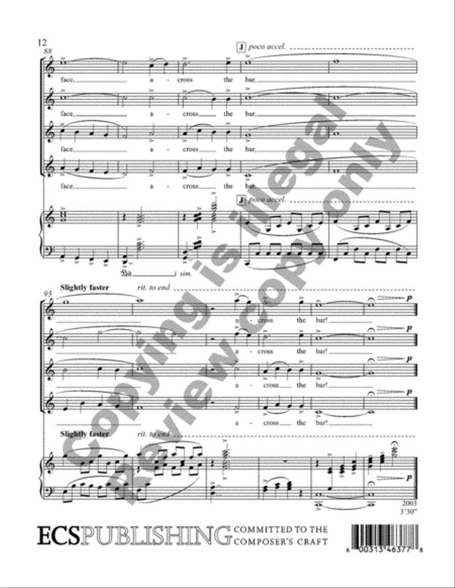 Crossing the Bar from Love Was My Lord and King! (SSAA Choral Score) image number null