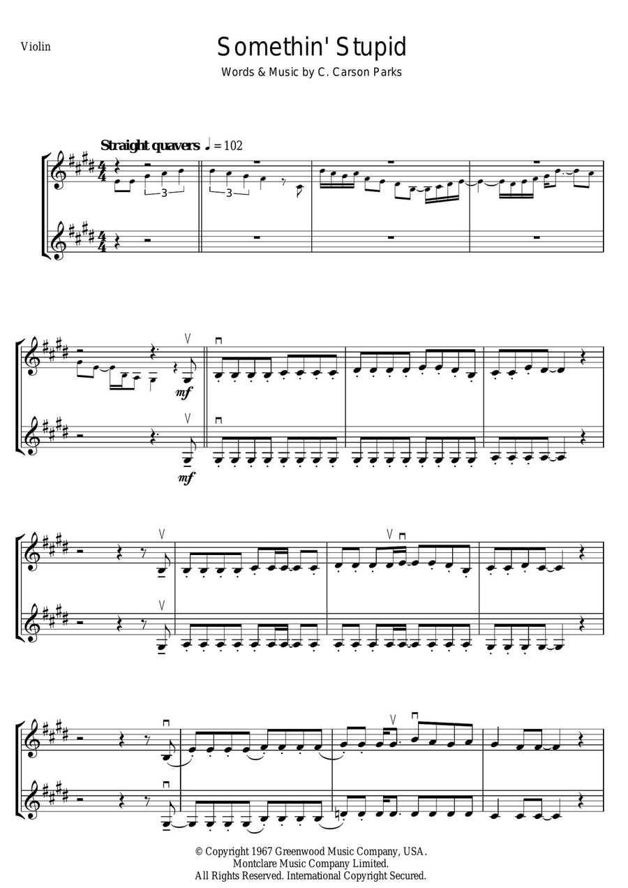 Somethin' Stupid Violin Solo scores gallery preview page 1