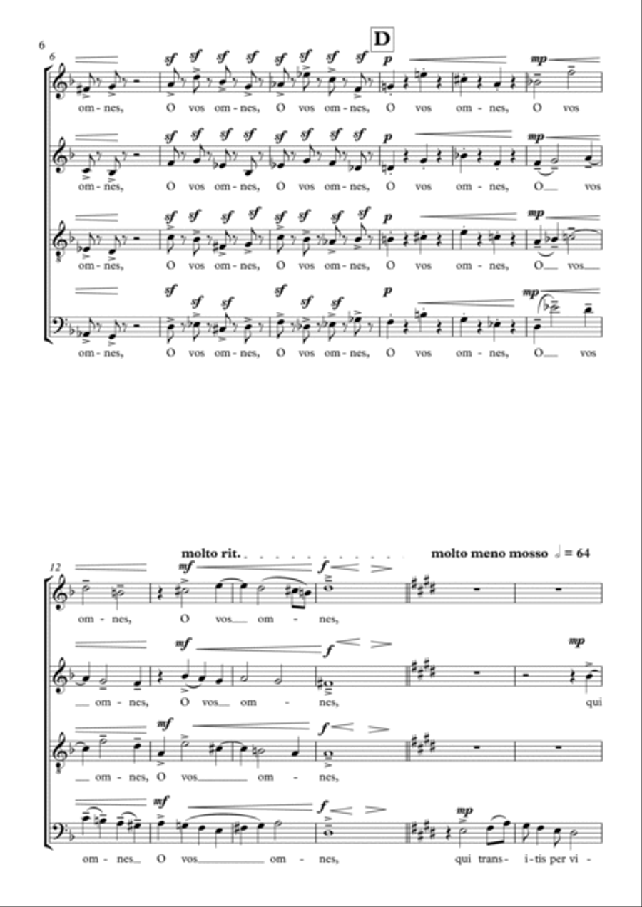 Three Motets, Op.297: 1. Os Justi 2. O Vos Omnes 3. Cantate Domino 4-Part scores gallery preview page 6