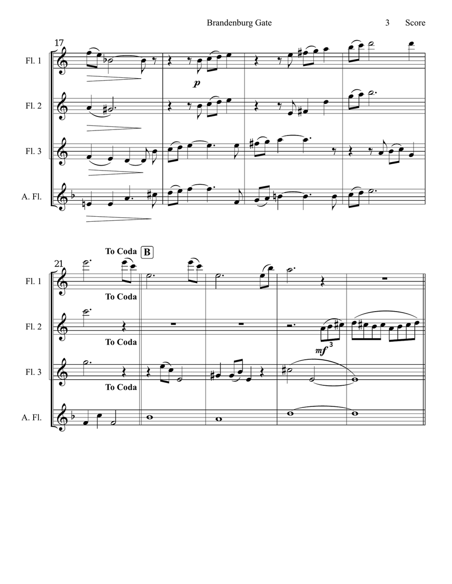 Brandenburg Gate Woodwind Quartet scores gallery preview page 4