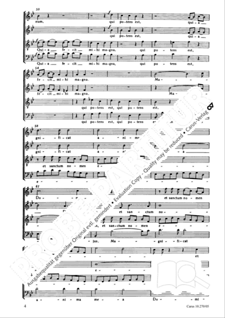 Magnificat in B flat major 4-Part scores gallery preview page 5