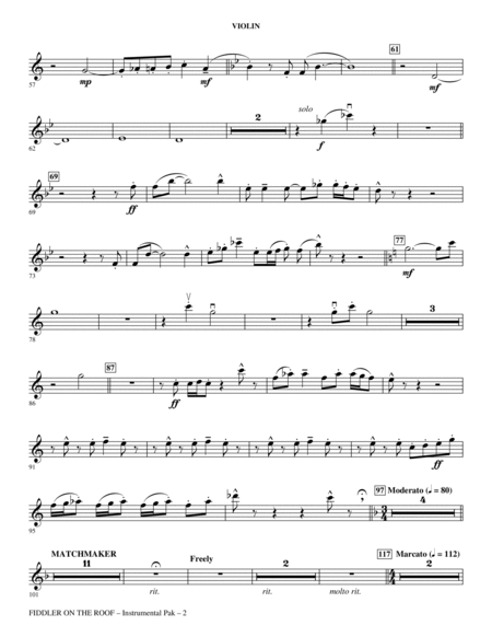 Fiddler On The Roof (Choral Medley) - Violin
