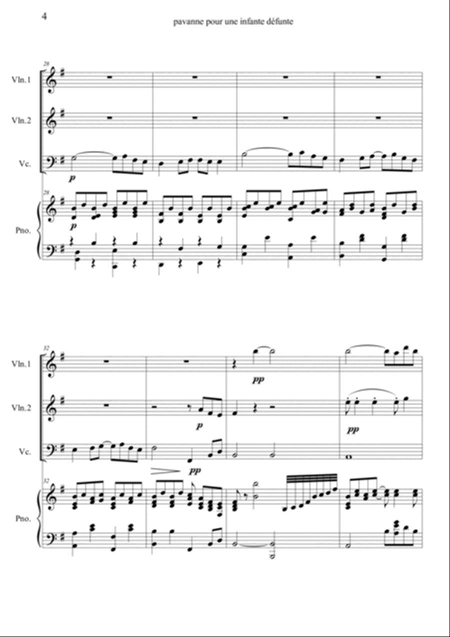 Pavanne Pour Une Infante Defunte Piano Quartet scores gallery preview page 4