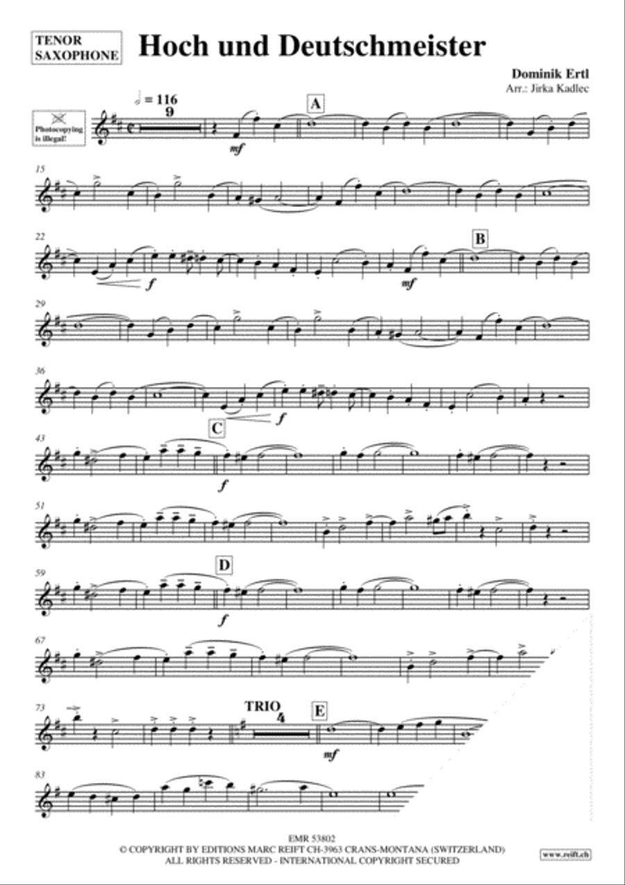 Hoch und Deutschmeister Tenor Saxophone scores gallery preview page 3