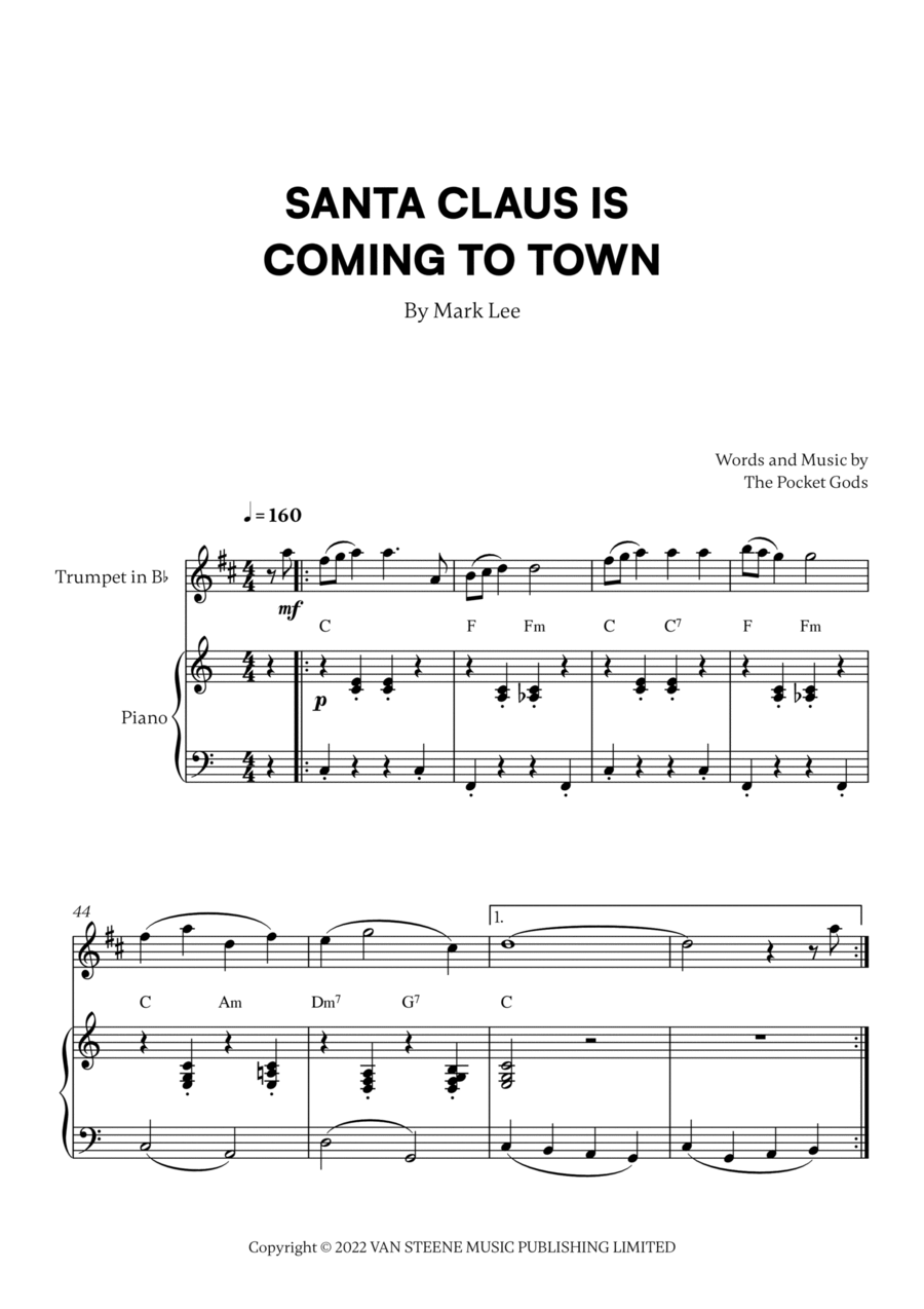 Santa Claus Is Coming To Town Trumpet Solo scores gallery preview page 1