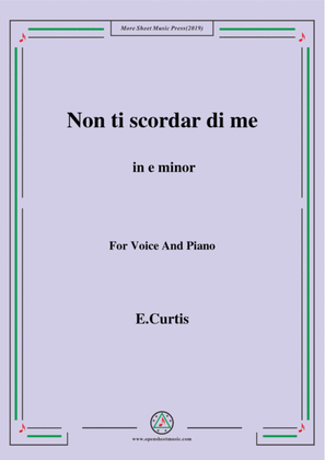 Book cover for De Curtis-Non ti scordar di me in e minor
