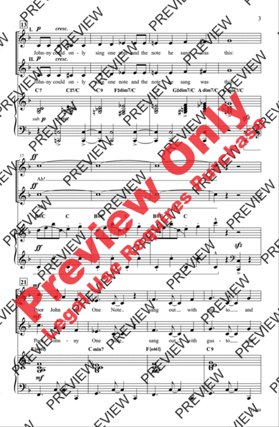 Johnny One Note 2-Part scores gallery preview page 3