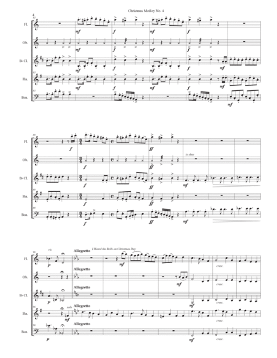 Christmas Medley No. 4 for wind quintet Woodwind Quintet scores gallery preview page 4
