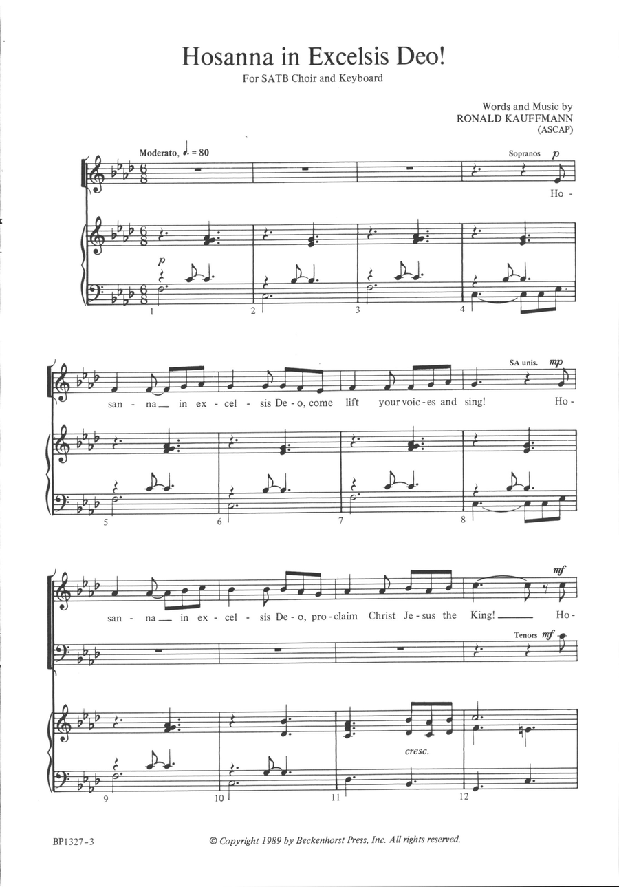 Hosanna in Excelsis Deo! 4-Part scores gallery preview page 2