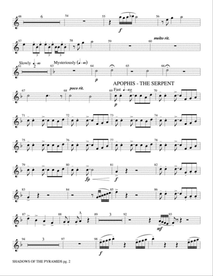 Shadows of the Pyramids: 2nd B-flat Clarinet Concert Band scores gallery preview page 2