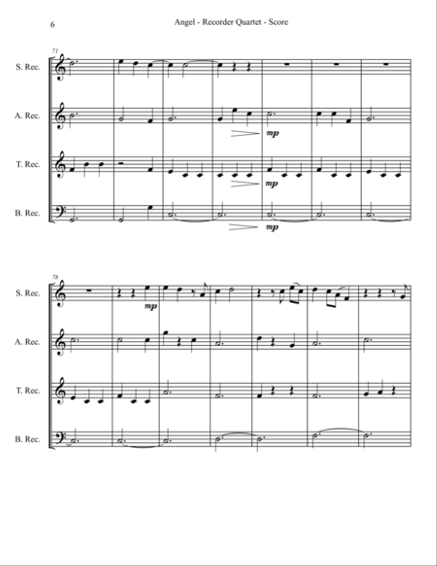 Angel Angel Woodwind Quartet scores gallery preview page 6