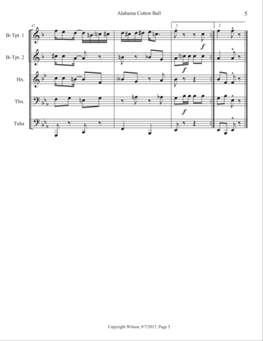 Alabama Cotton Ball Brass Quintet scores gallery preview page 6