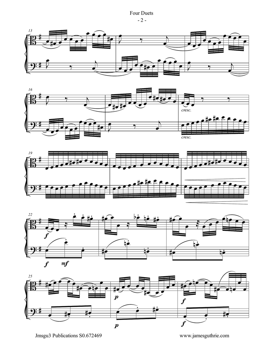 Bach: Four Duets for Viola & Cello String Duet scores gallery preview page 2