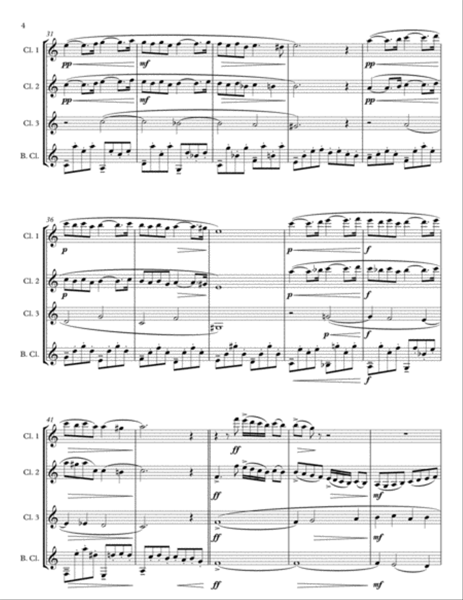 Pavane, Op. 50 for Clarinet Quartet or Choir Choir scores gallery preview page 4