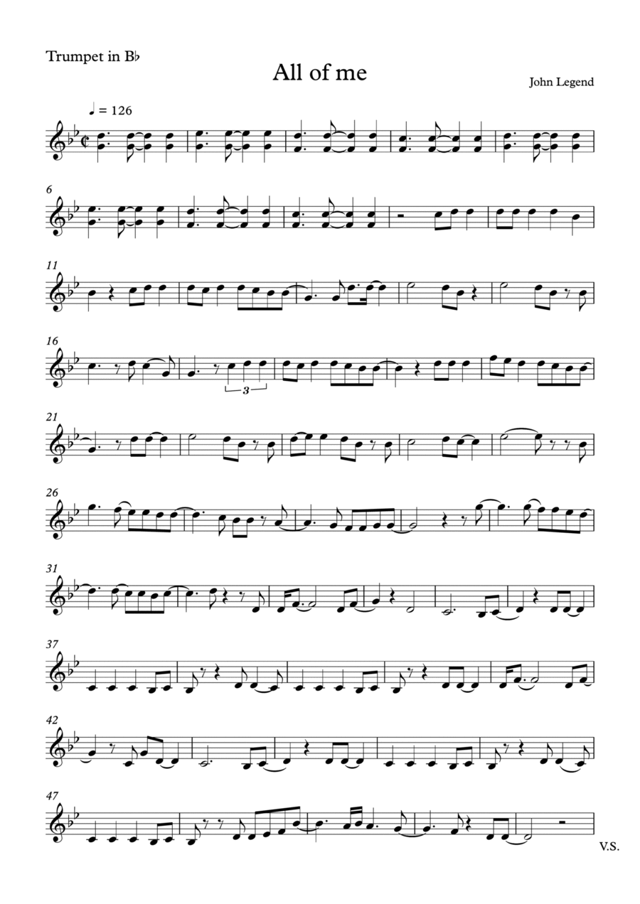 All Of Me All Of Me B-Flat Trumpet scores gallery preview page 1