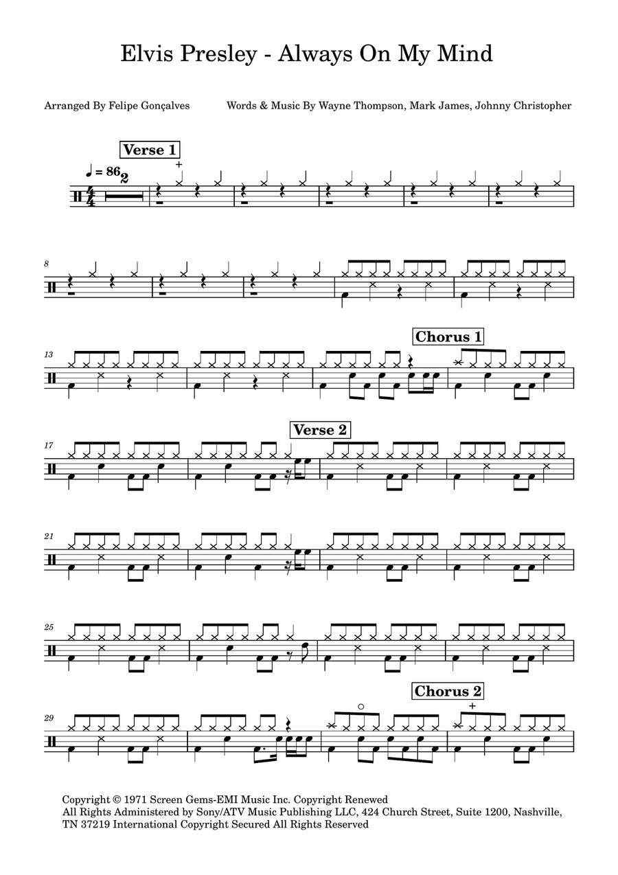 Always On My Mind Drum Set scores gallery preview page 1