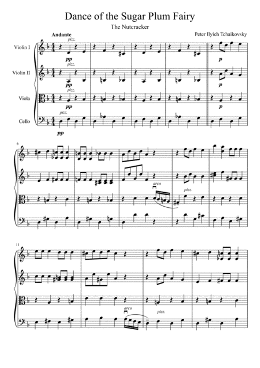Dance of the Sugarplum Fairy String Quartet scores gallery preview page 2