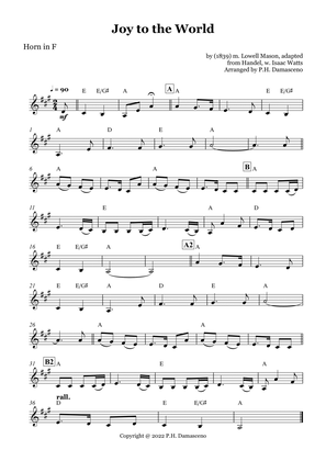 Joy to the World - Horn in F Solo with Chords