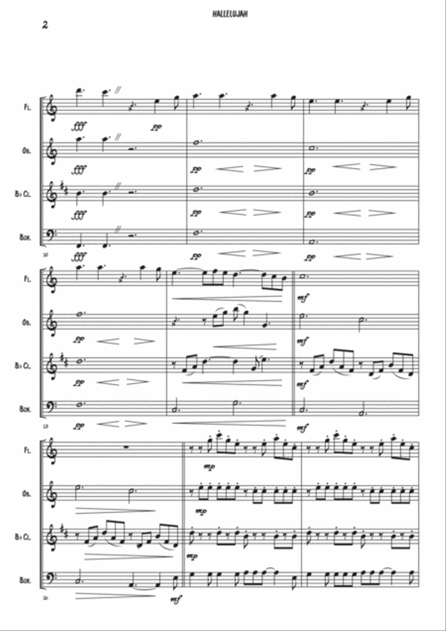 Hallelujah Hallelujah Woodwind Quartet scores gallery preview page 2