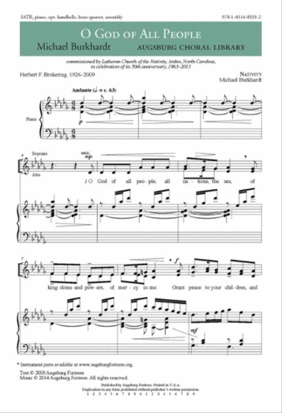 O God of All People O God of All People 4-Part scores gallery preview page 1