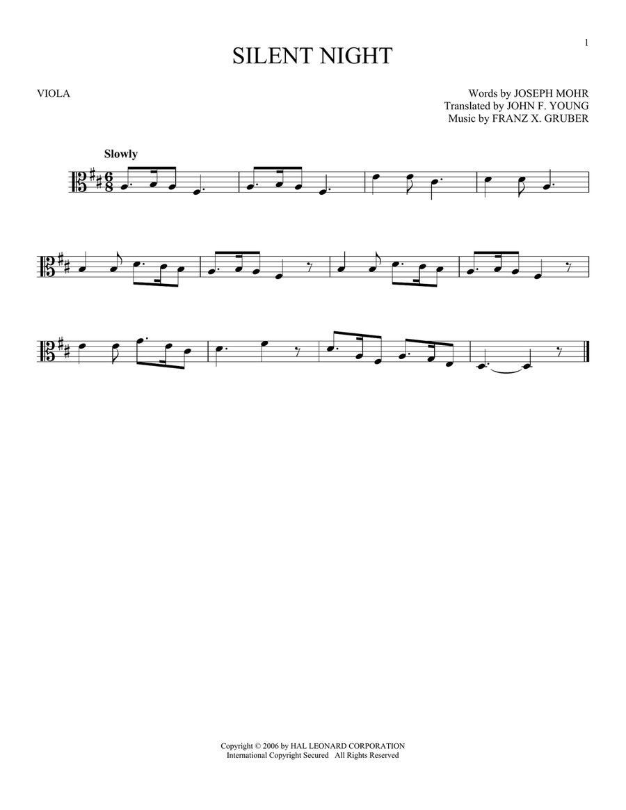Silent Night Silent Night Viola Solo scores gallery preview page 1