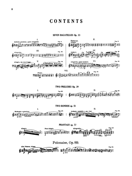 Various Piano Works, Including Complete Bagatelles
