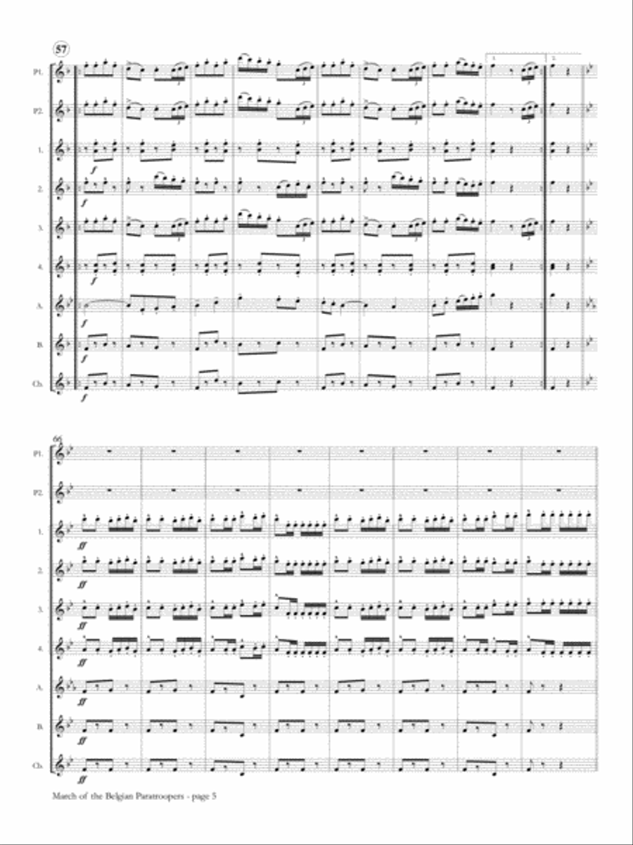 March Of The Belgian Paratroops (marche Des Parachutistes Belges) Woodwind Ensemble scores gallery preview page 6