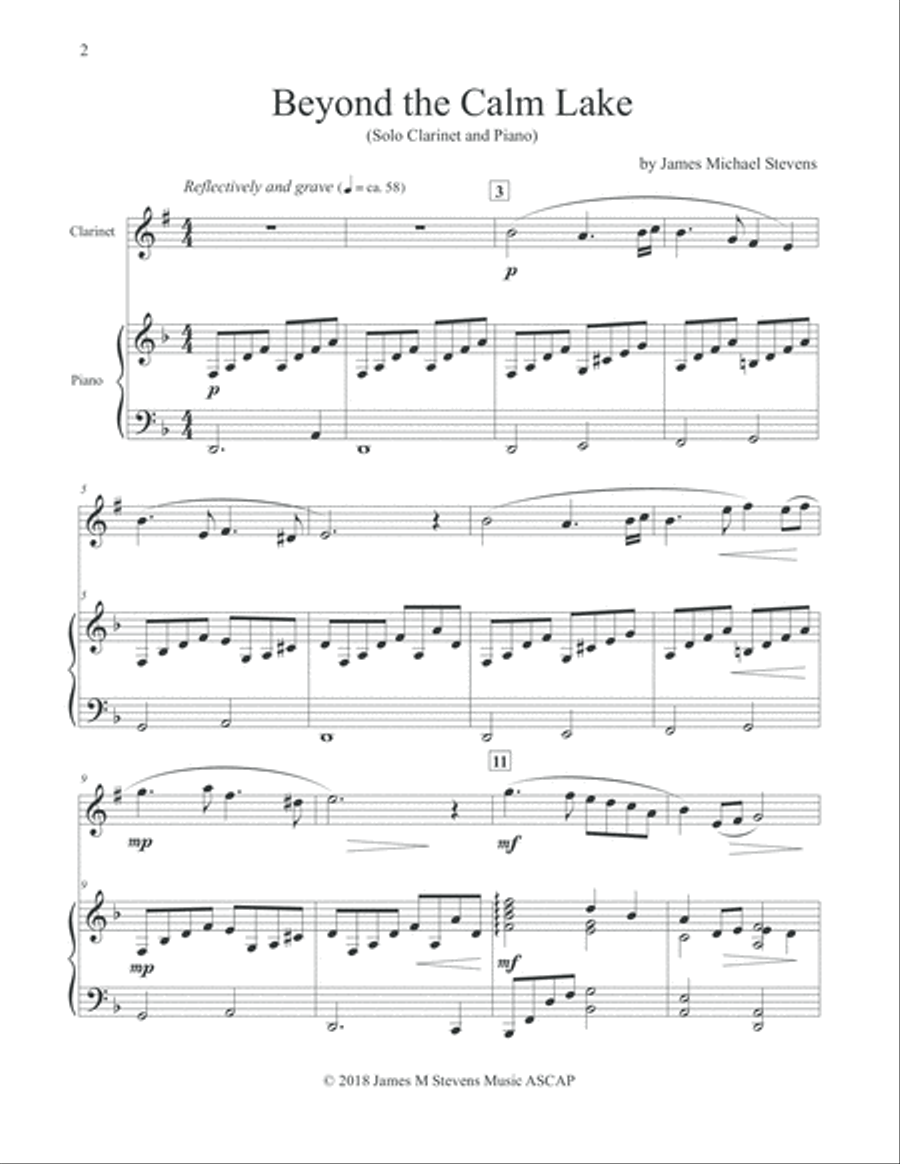 Beyond the Calm Lake - Clarinet & Piano Clarinet Solo scores gallery preview page 2