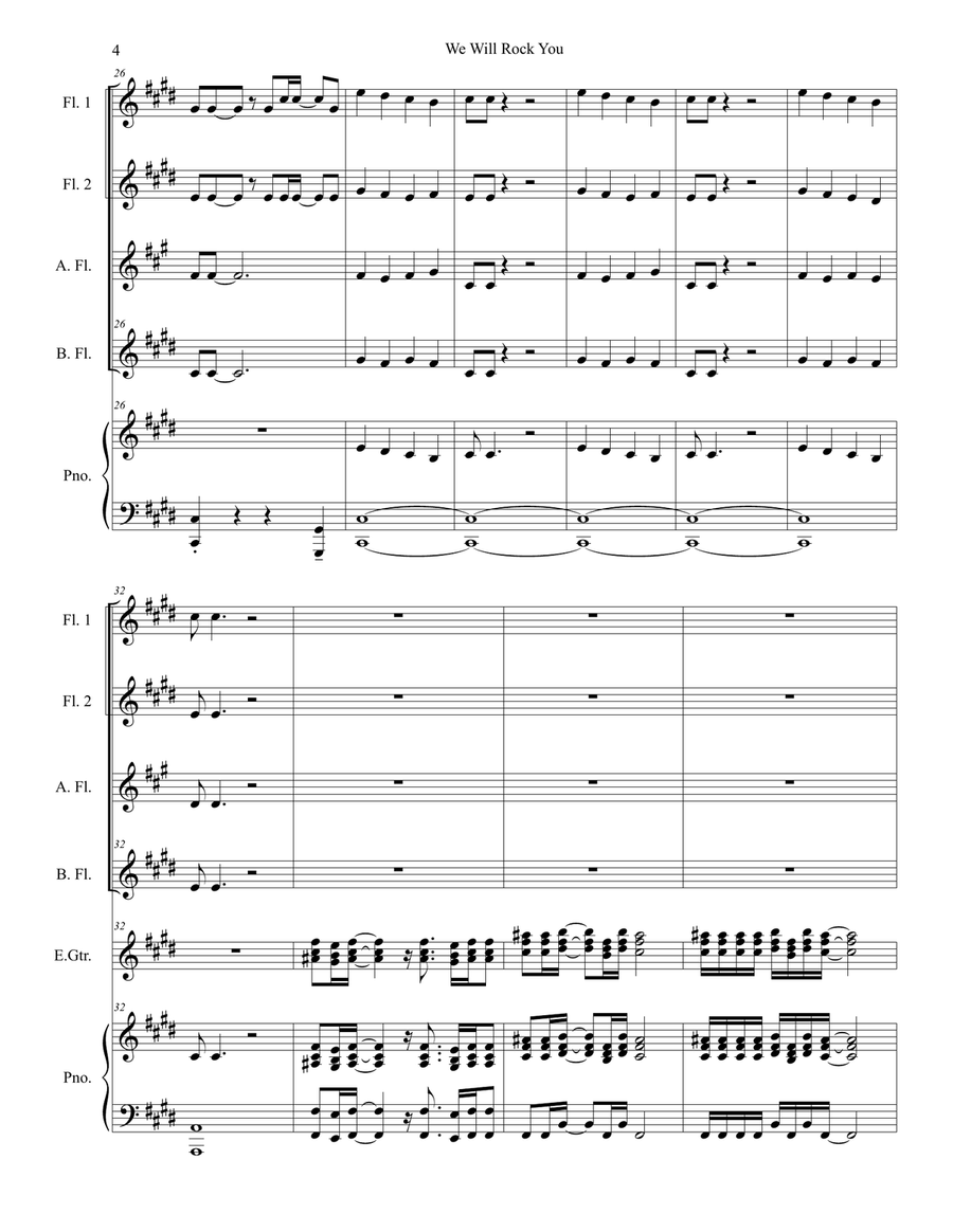 We Will Rock You Woodwind Ensemble scores gallery preview page 4